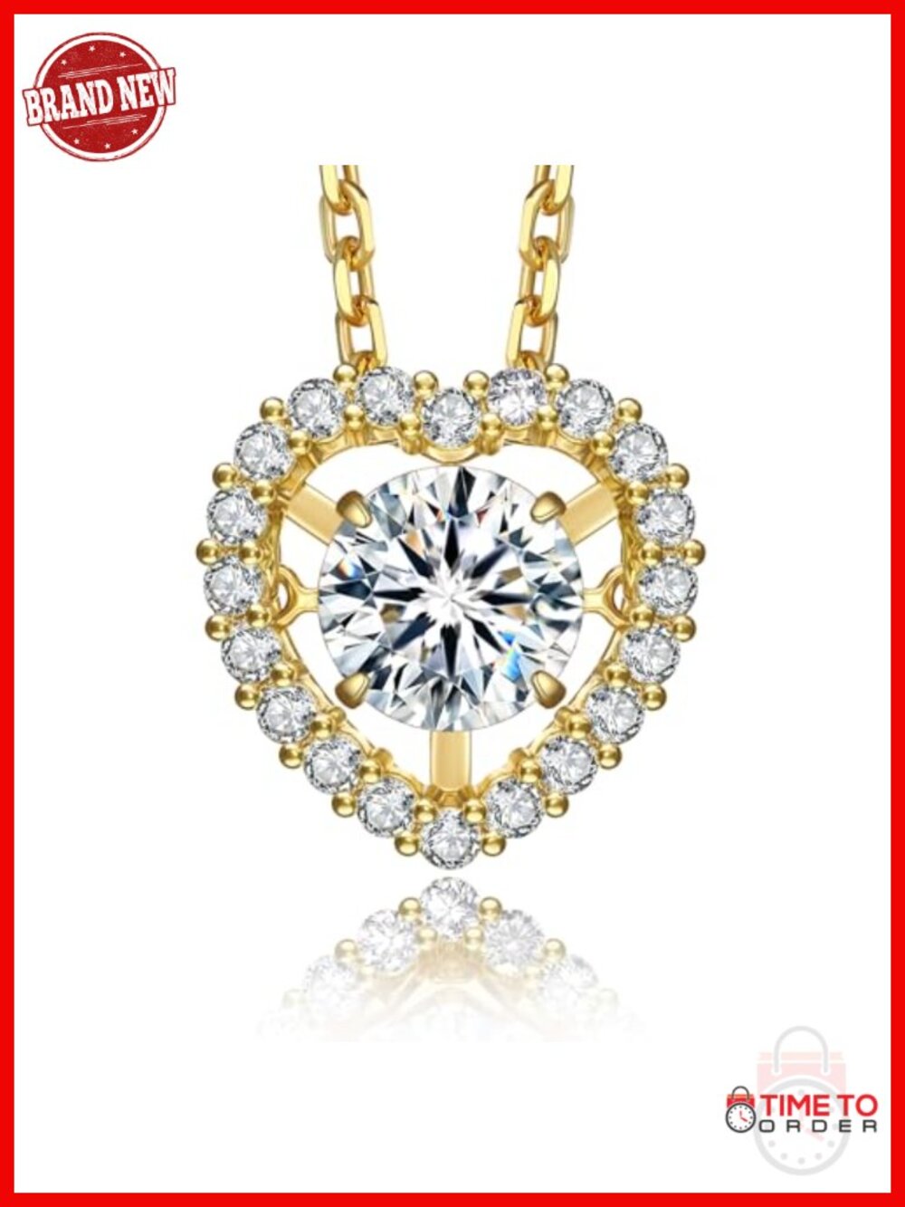 Dancing Moissanite Pendant Necklace 1 Carat D VVS1 Lab Created Diamond Heart